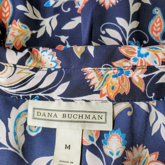 Dana Buchman Floral Short Sleeve Button Down Shirt Women's Size Medium NWOT - Picture 13 of 16